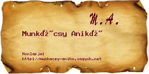 Munkácsy Anikó névjegykártya